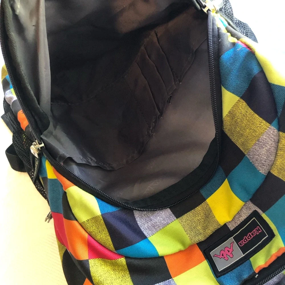 Kappa Large Logo Checkerboard Backpack Multicolored Adjustable Straps Mesh Back